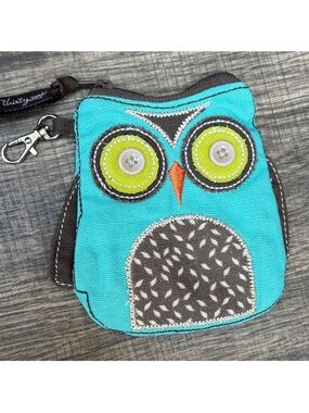 Thirty-One Fabric Owl Coin Purse Button Eye